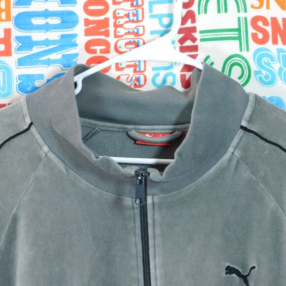 Vintage Puma Velour Track Jacket Size XL Gray Black Full Zip Y2K 2000s - Picture 7 of 8